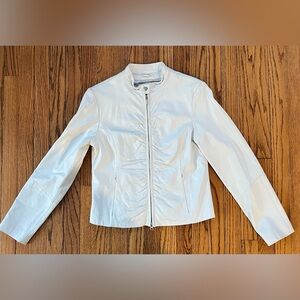 Wilsons Leather Maxima Women's White Moto Jacket Sz. Med Stylish Edgy Modern